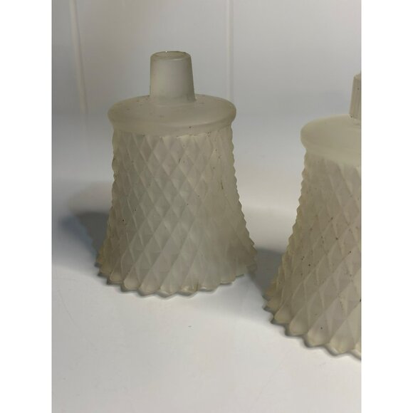 VTG Frosted Glass Diamond Point Votive Peg Candle Holders – Set of 2 Sconce Cups - Picture 3 of 7
